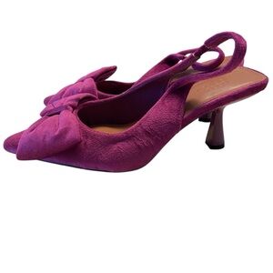 ASOS Pumps Size 6 US Bow Velvet  Pointed Toe Kitten Heels Whimsigoth Fairy